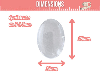 10 cabochons en verre 25x18mm