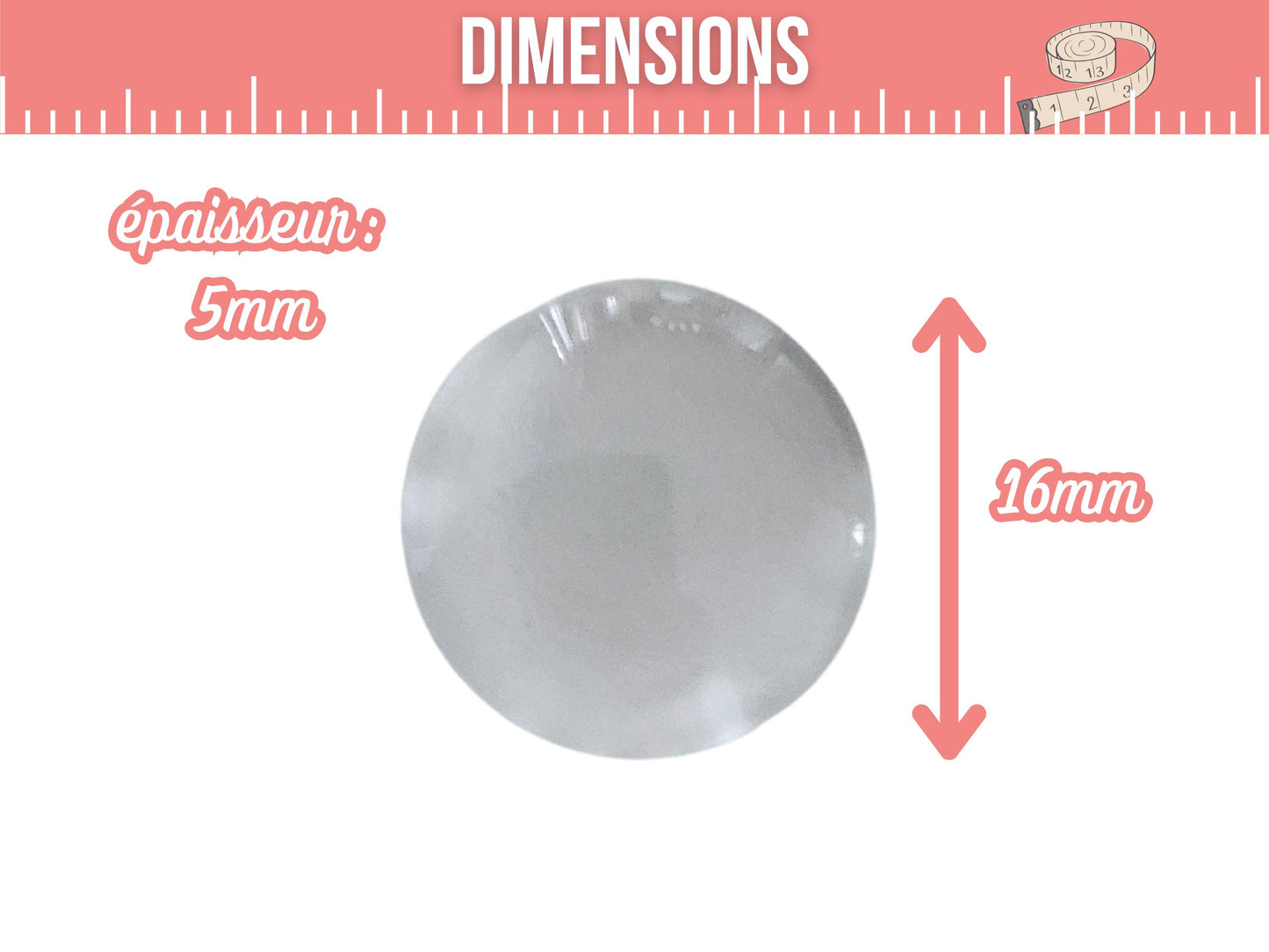 20 cabochons en verre 16mm