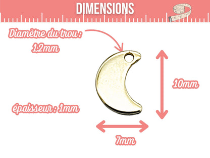 10 breloques croissant de lune acier inoxydable doré