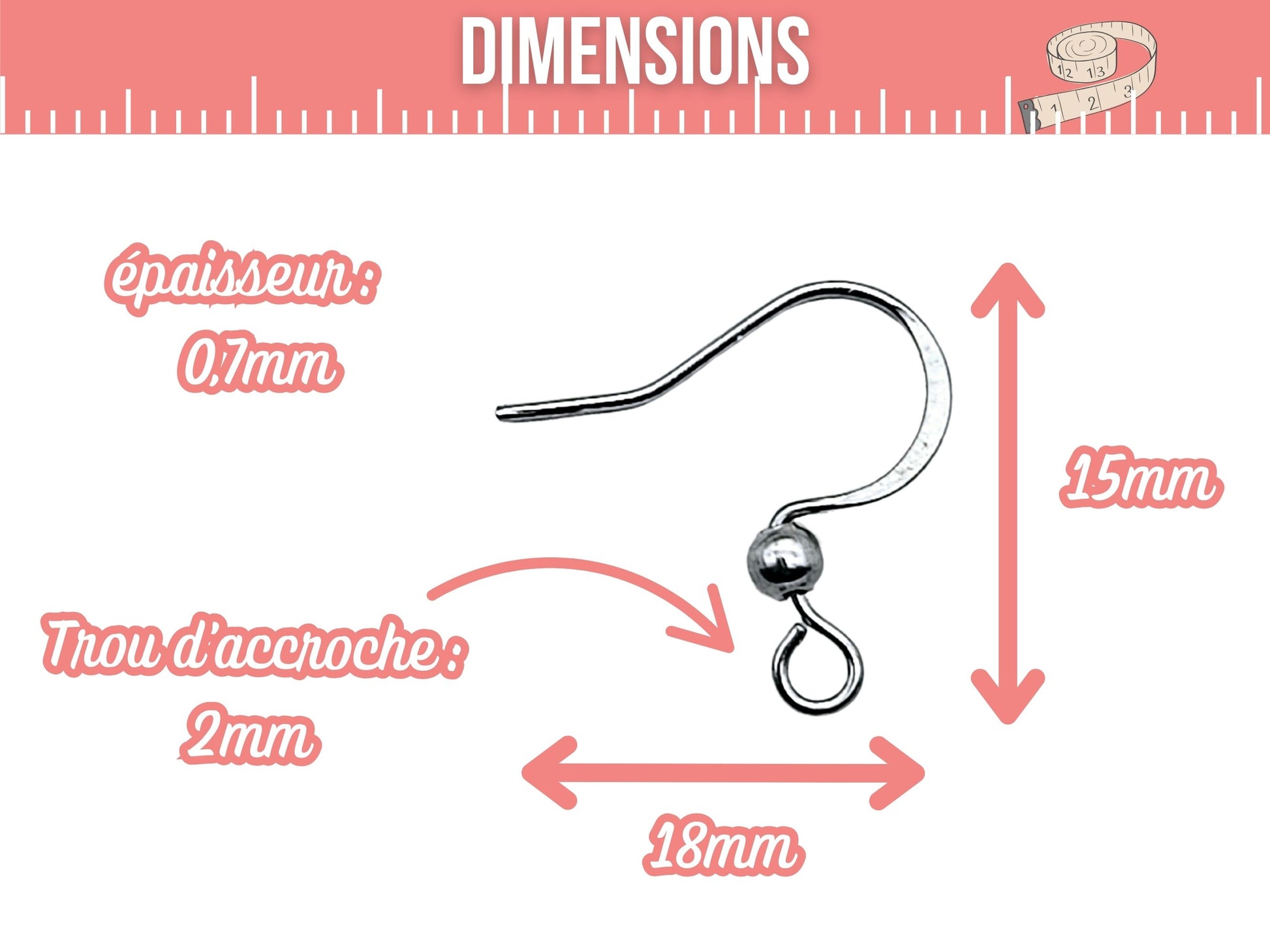 40 crochets d'oreilles acier inoxydable