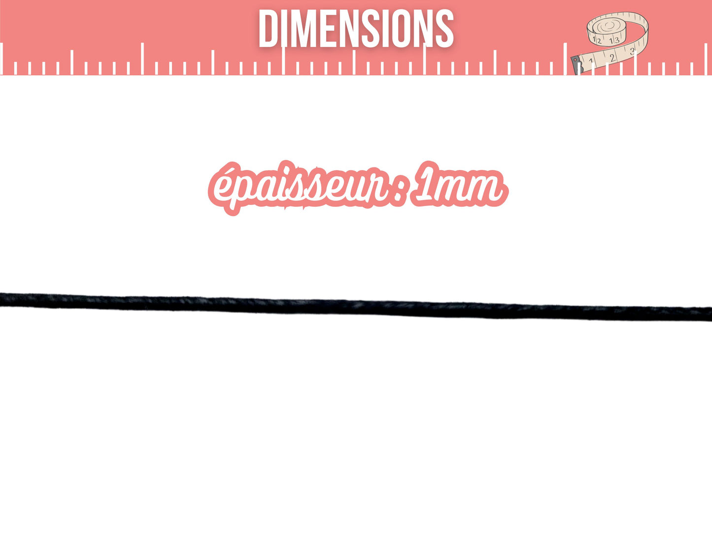Cordon en coton ciré noir 1mm - 20 mètres