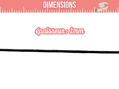 Cordon en coton ciré noir 1mm - 20 mètres