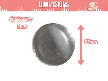 10 cabochons en verre 25mm