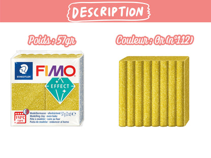 Pâte Fimo Effect pailleté 57g – Or n°112