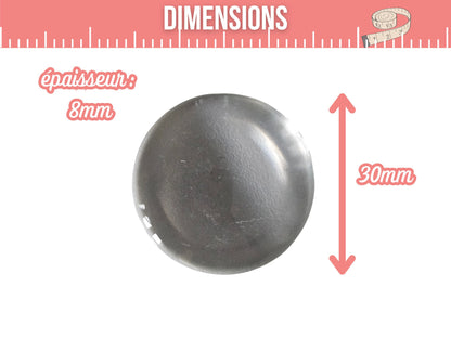 10 cabochons en verre 30mm