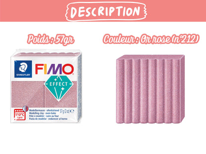 Pâte Fimo Effect pailleté 57g – Or rose n°212
