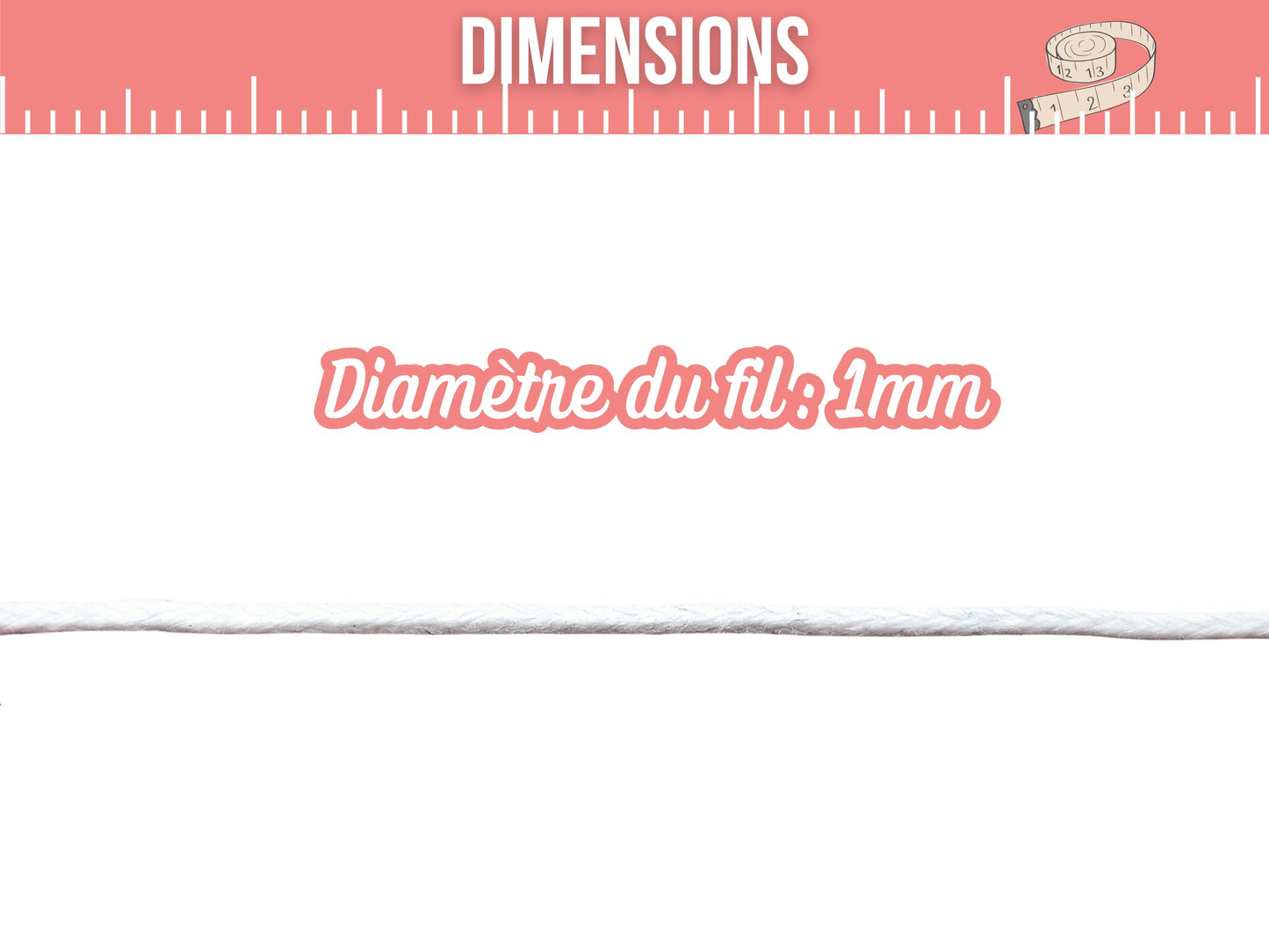 Cordon en coton ciré blanc 1mm - 10 mètres