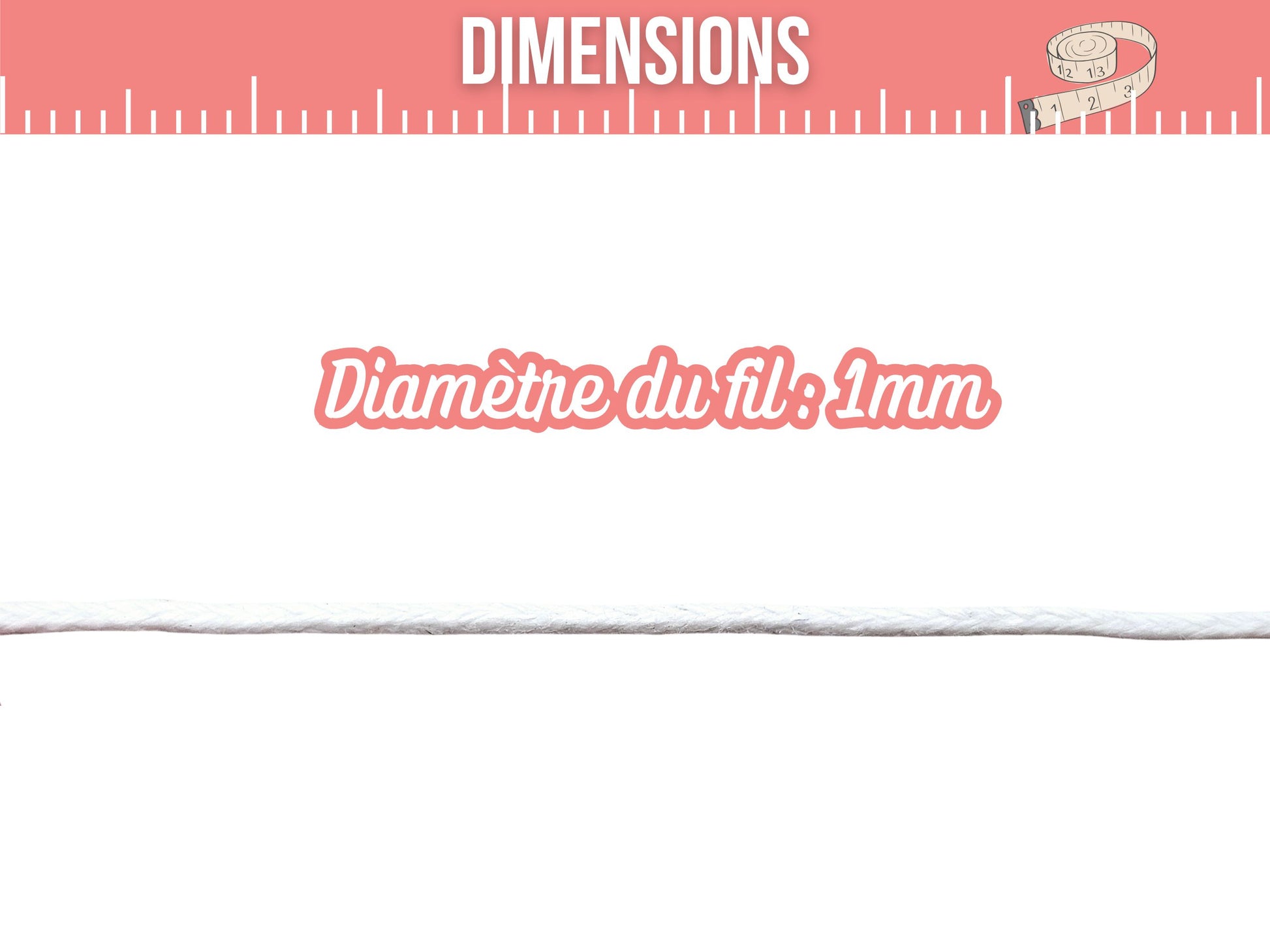 Cordon en coton ciré blanc 1mm - 10 mètres