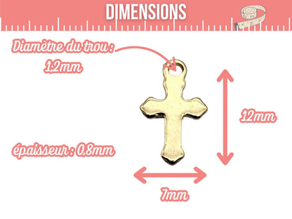 10 breloques croix religion 12mm acier inoxydable doré