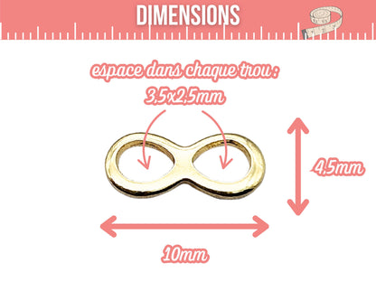10 connecteurs infini acier inoxydable doré
