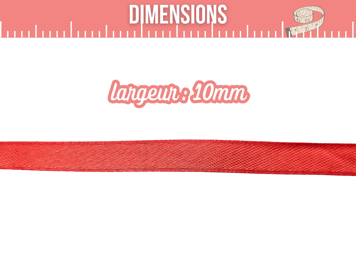 Ruban satin rouge 22 mètres – Largeur 10 mm