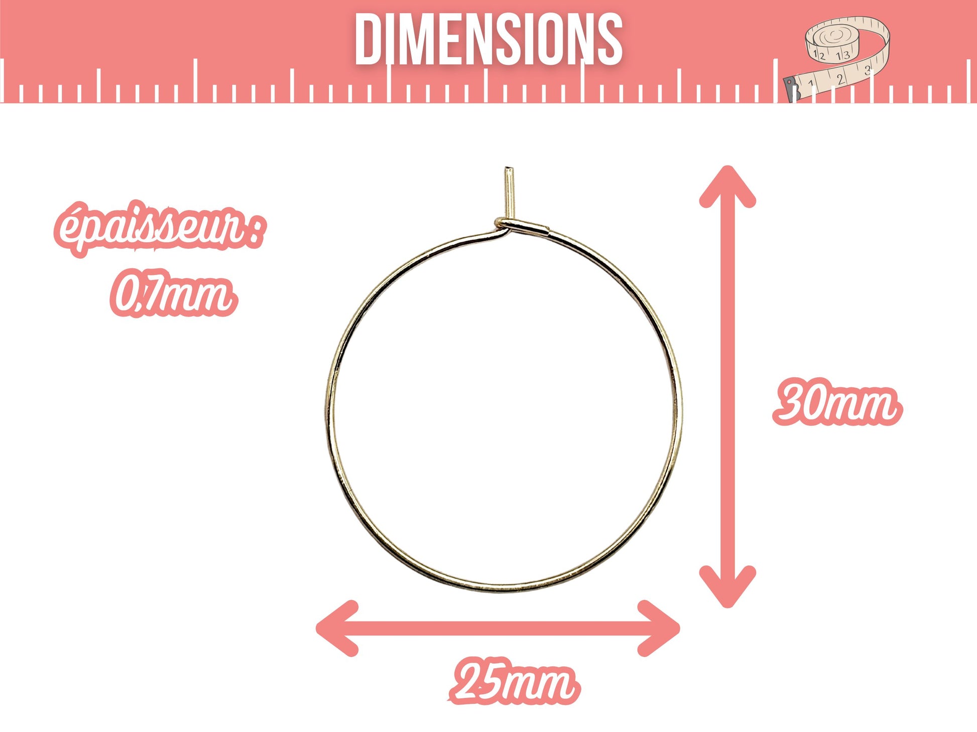10 créoles rondes 25mm acier inoxydable dorées