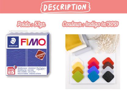 Pâte Fimo Effect cuir 57g – Indigo n°309