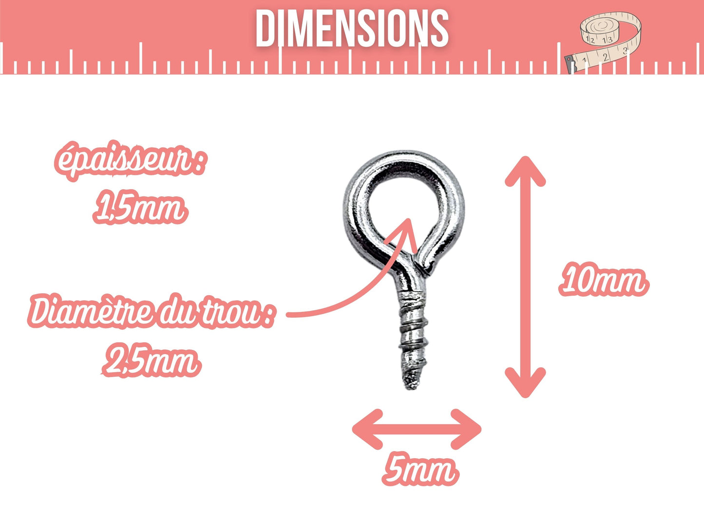 50 pitons 10x5mm acier inoxydable