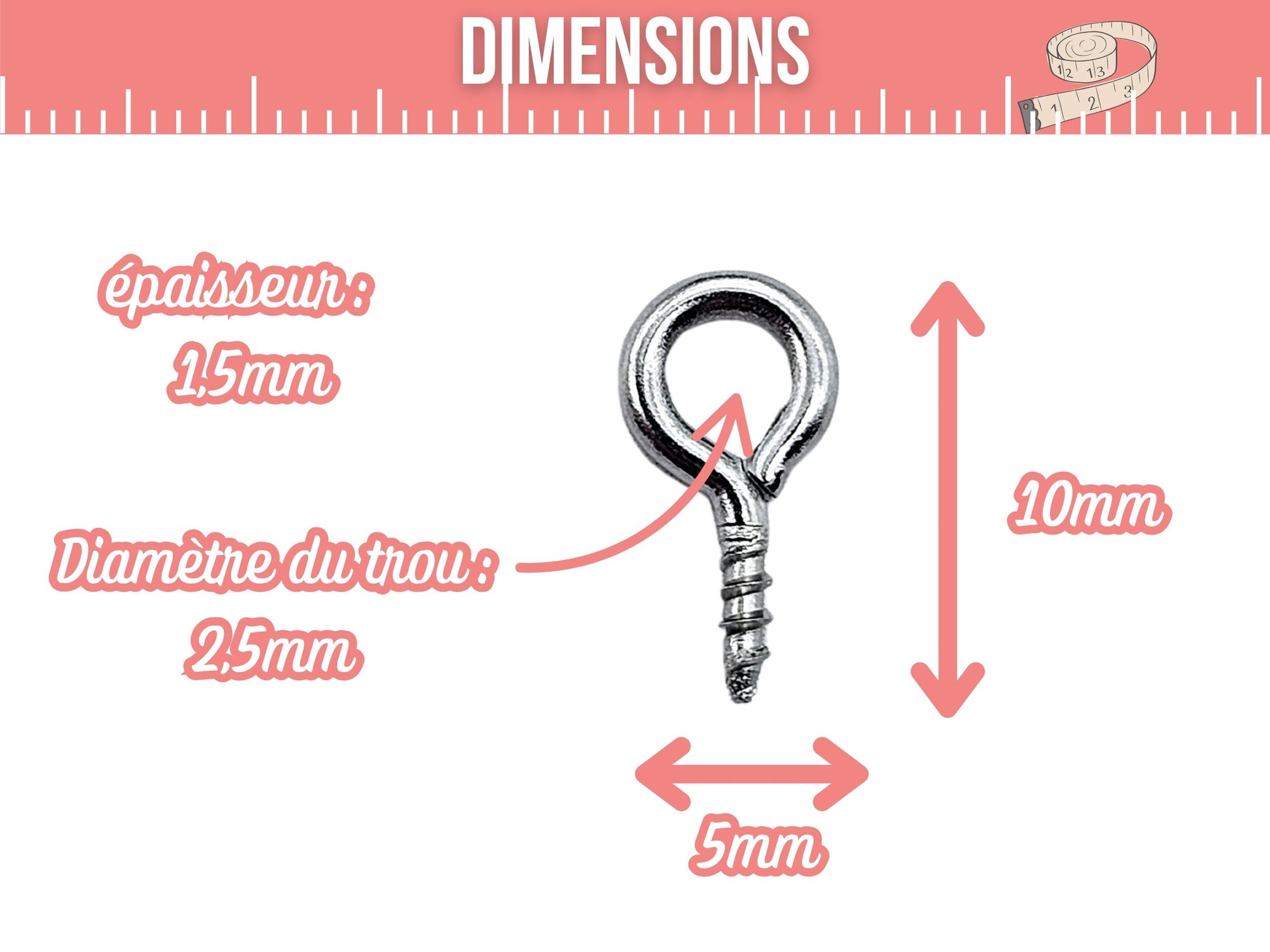 50 pitons 10x5mm acier inoxydable