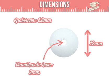 10 perles lentilles en silicone 12mm blanc