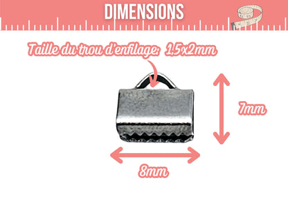 10 embouts fermoirs griffes 8mm acier inoxydable