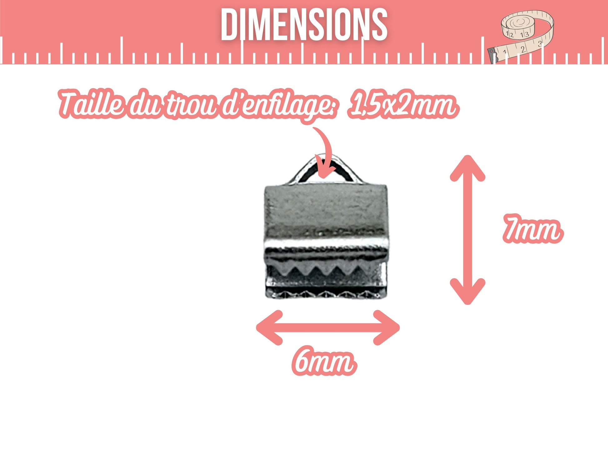 10 embouts fermoirs griffes 6mm acier inoxydable