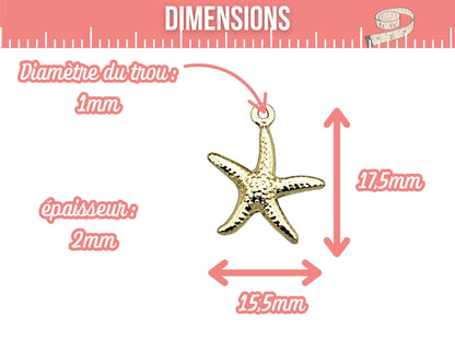 10 breloques étoile de mer acier inoxydable doré
