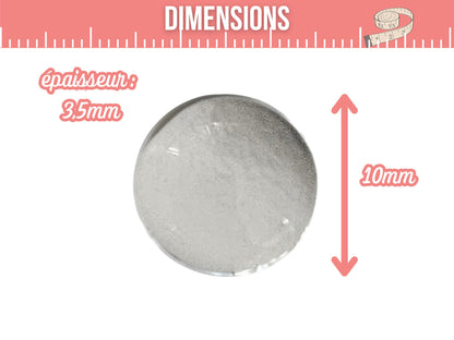 20 cabochons en verre 10mm