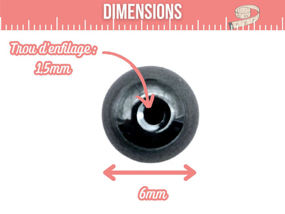 68 perles hématite non magnétique 6mm