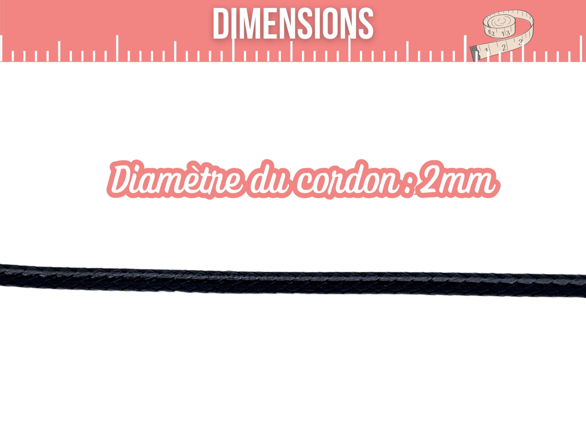 10 colliers coton ciré noir 47cm avec fermoir et chaînette