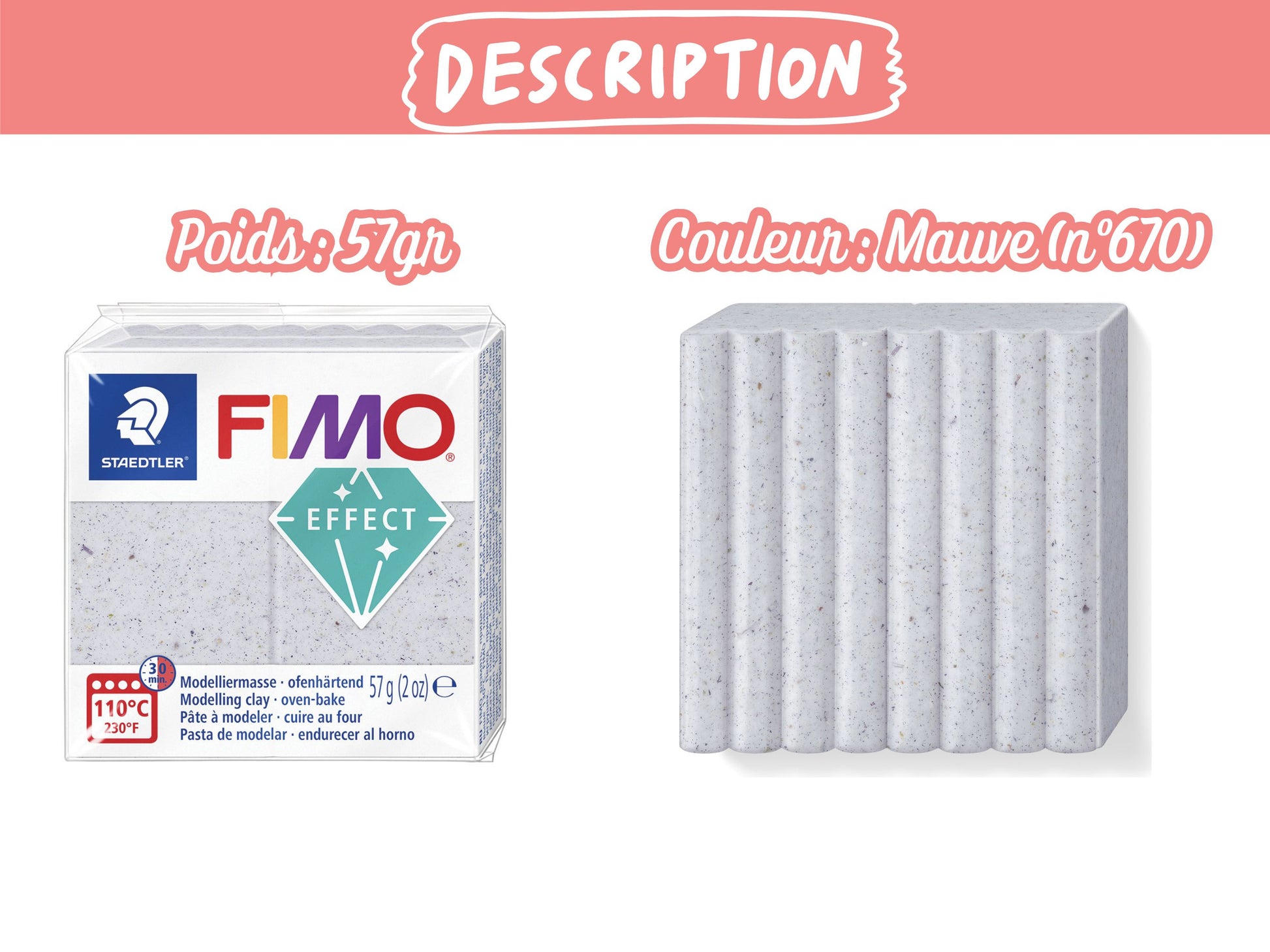 Pâte Fimo Effect botanique 57g – Mauve n°670