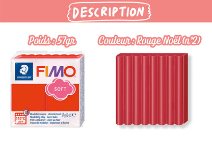 Pâte Fimo Soft 57g – Rouge Noël n°2