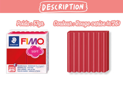 Pâte Fimo Soft 57g – Rouge cerise n°26