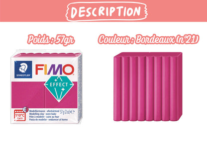 Pâte Fimo Effect métal 57g – Bordeaux n°21