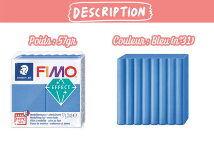 Pâte Fimo Effect métal 57g – Bleu n°31