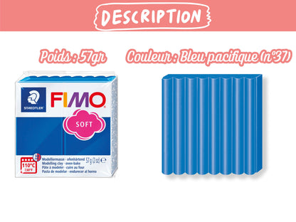 Pâte Fimo Soft 57g – Bleu pacifique n°37