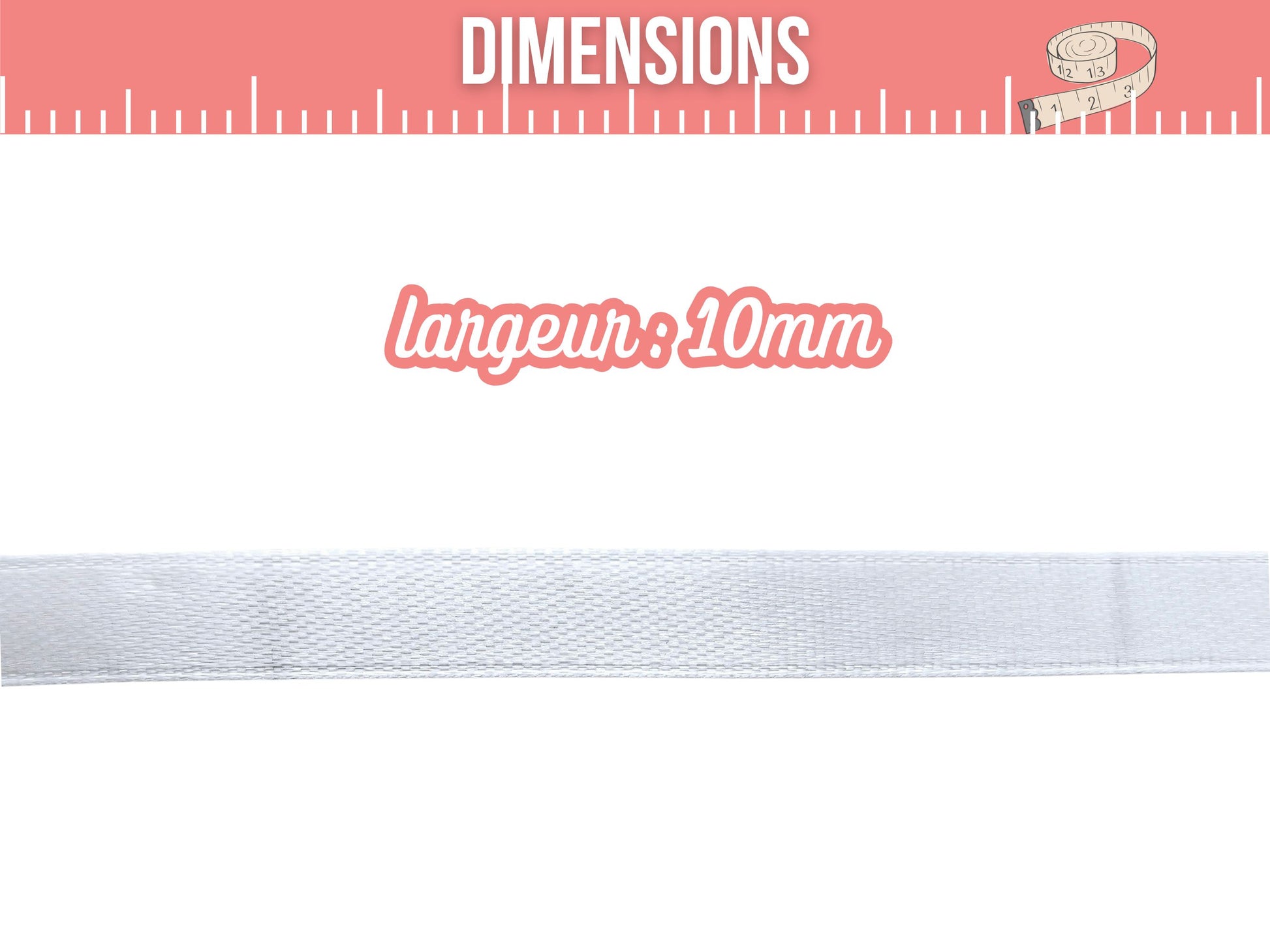Ruban satin blanc 22 mètres – Largeur 10 mm