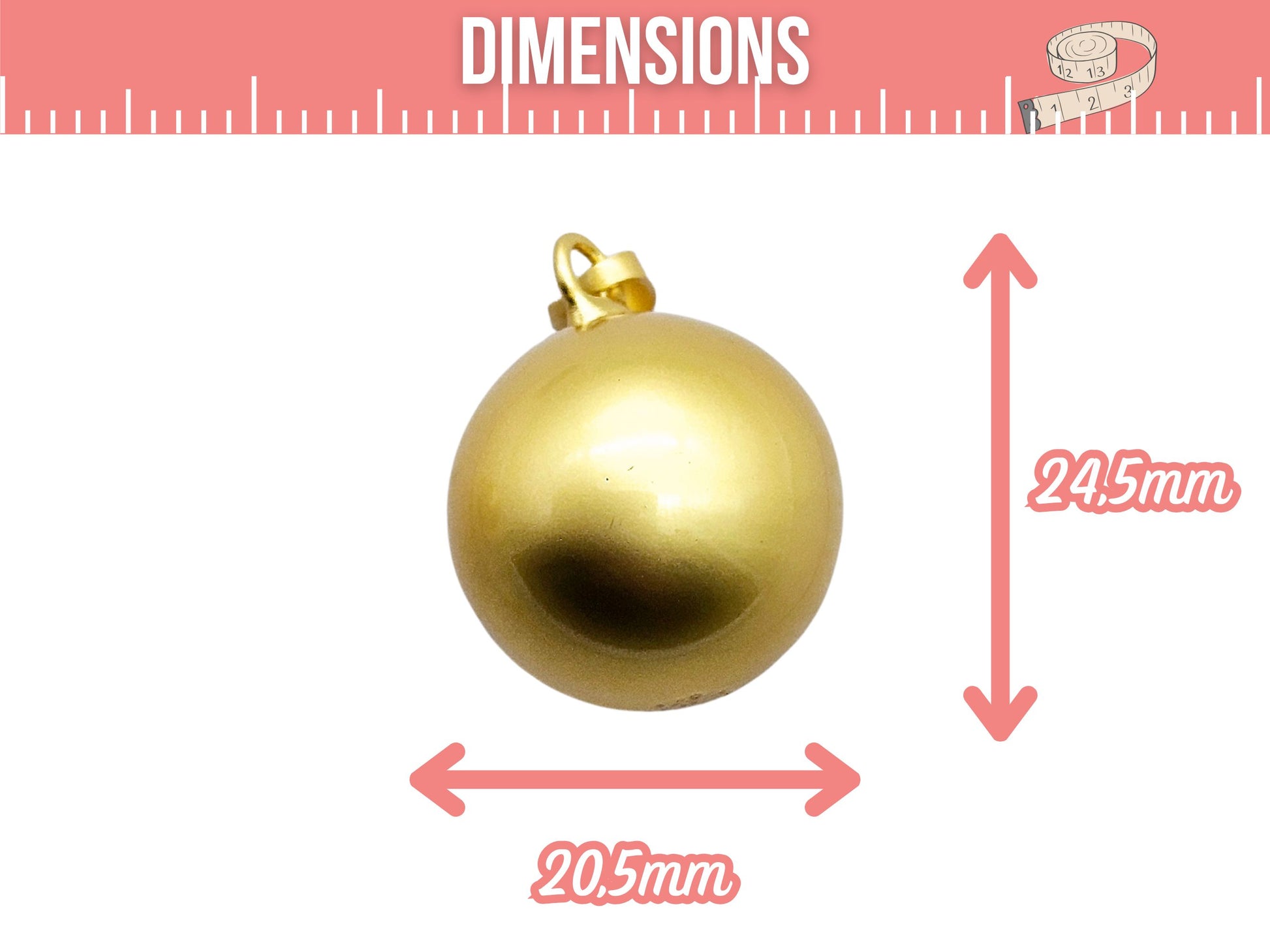 2 pendentifs bola bille sonore 20,5mm or mat - Avec bélière