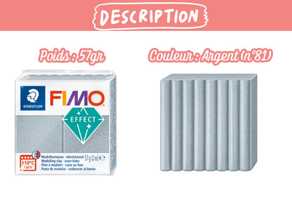 Pâte Fimo Effect métal 57g – Argent n°81