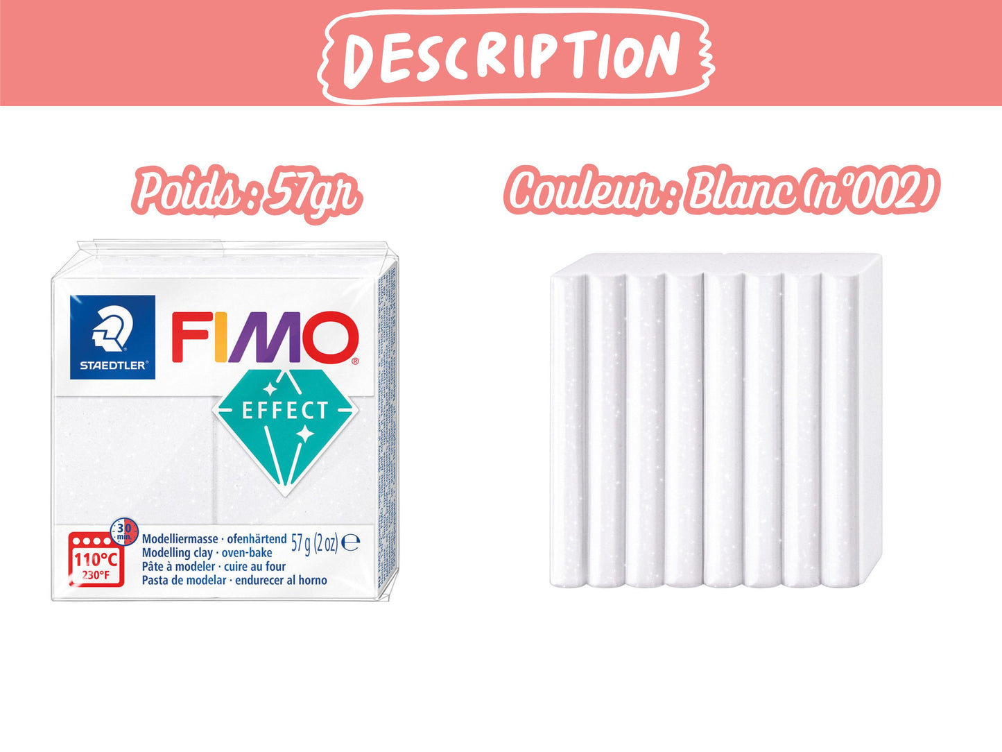 Pâte Fimo Effect galaxy 57g – Blanc n°002