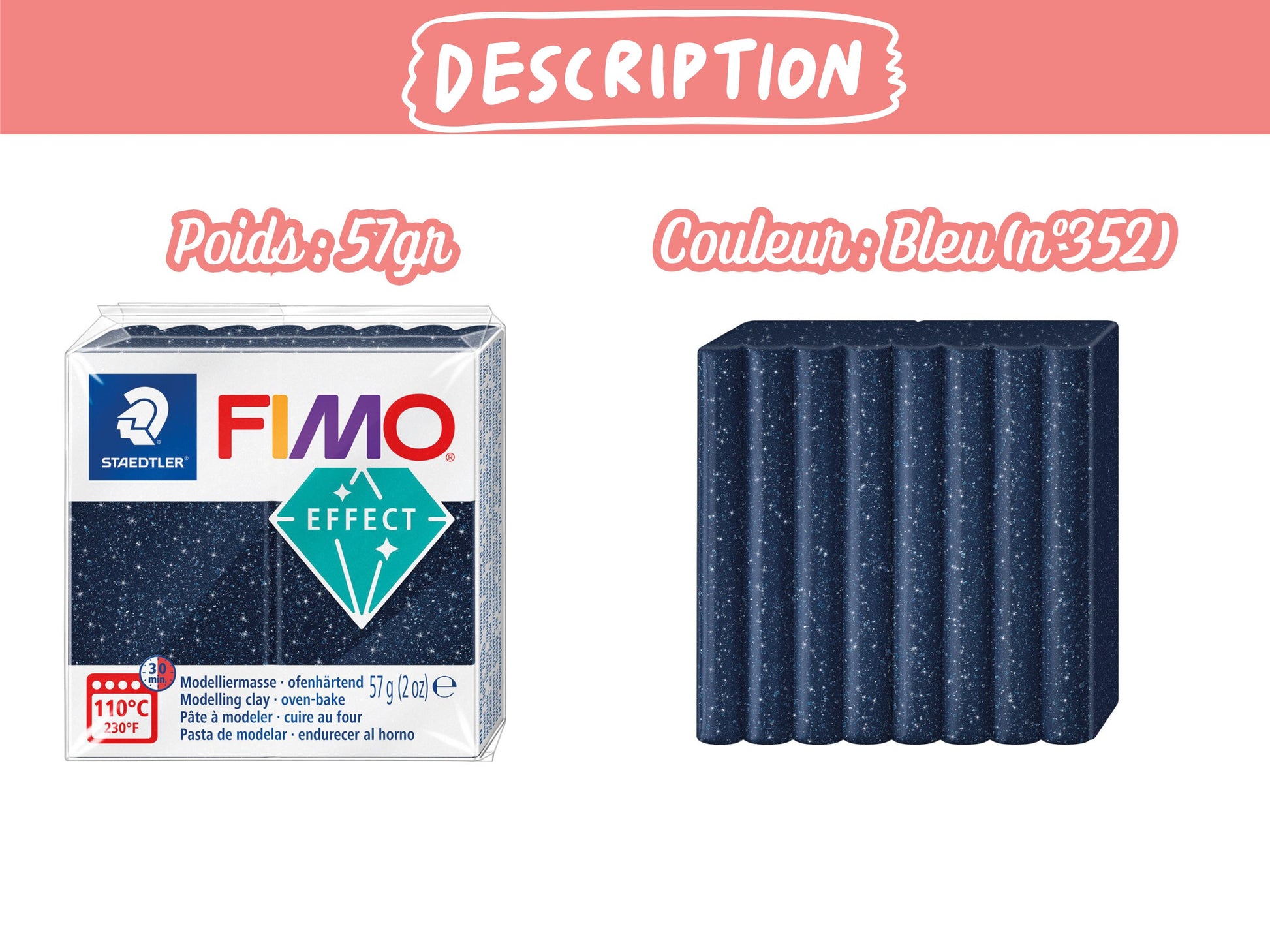 Pâte Fimo Effect galaxy 57g – Bleu n°352