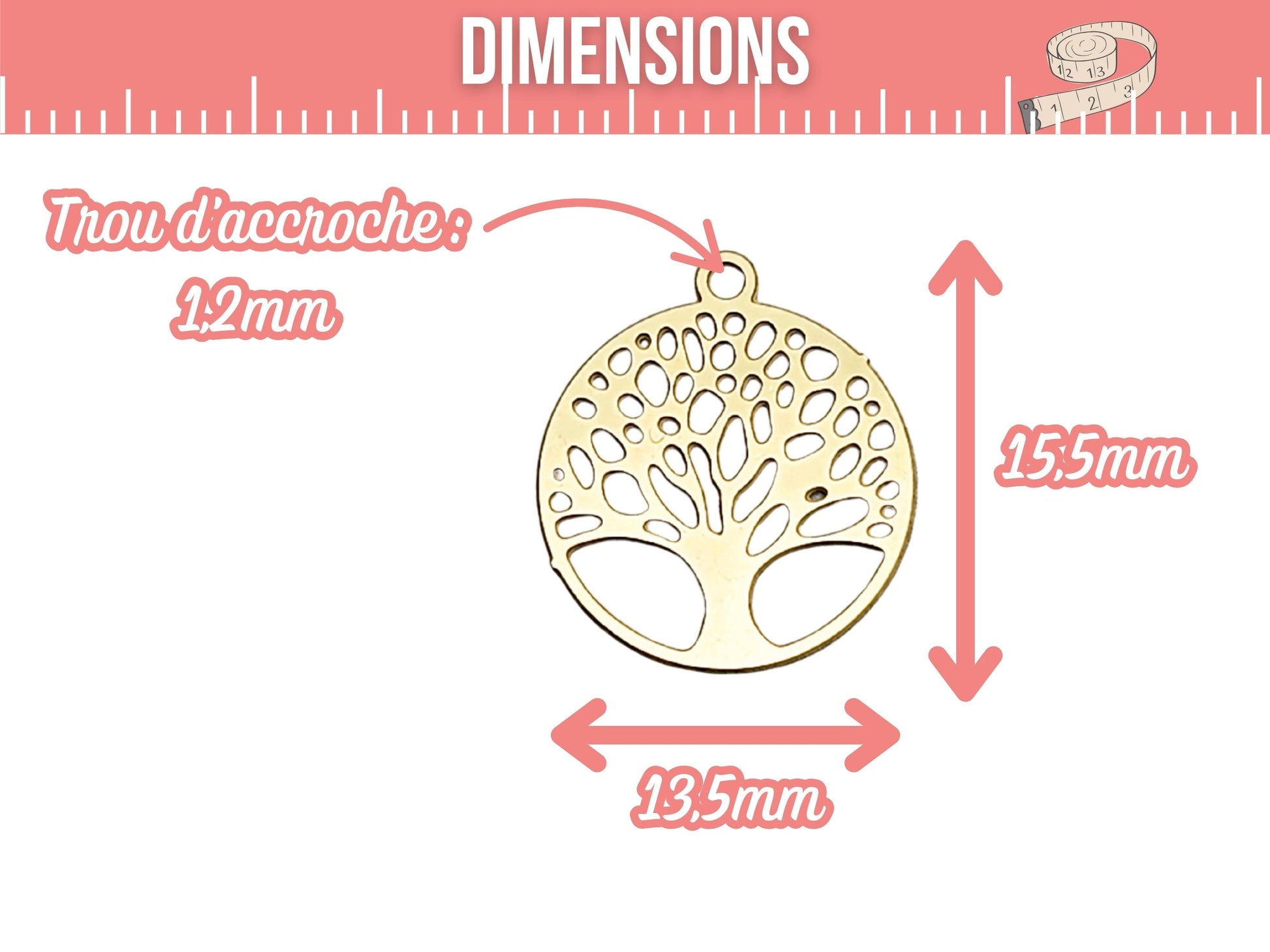 10 estampes arbre de vie acier inoxydable doré