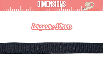 Ruban satin noir 22 mètres – Largeur 10 mm