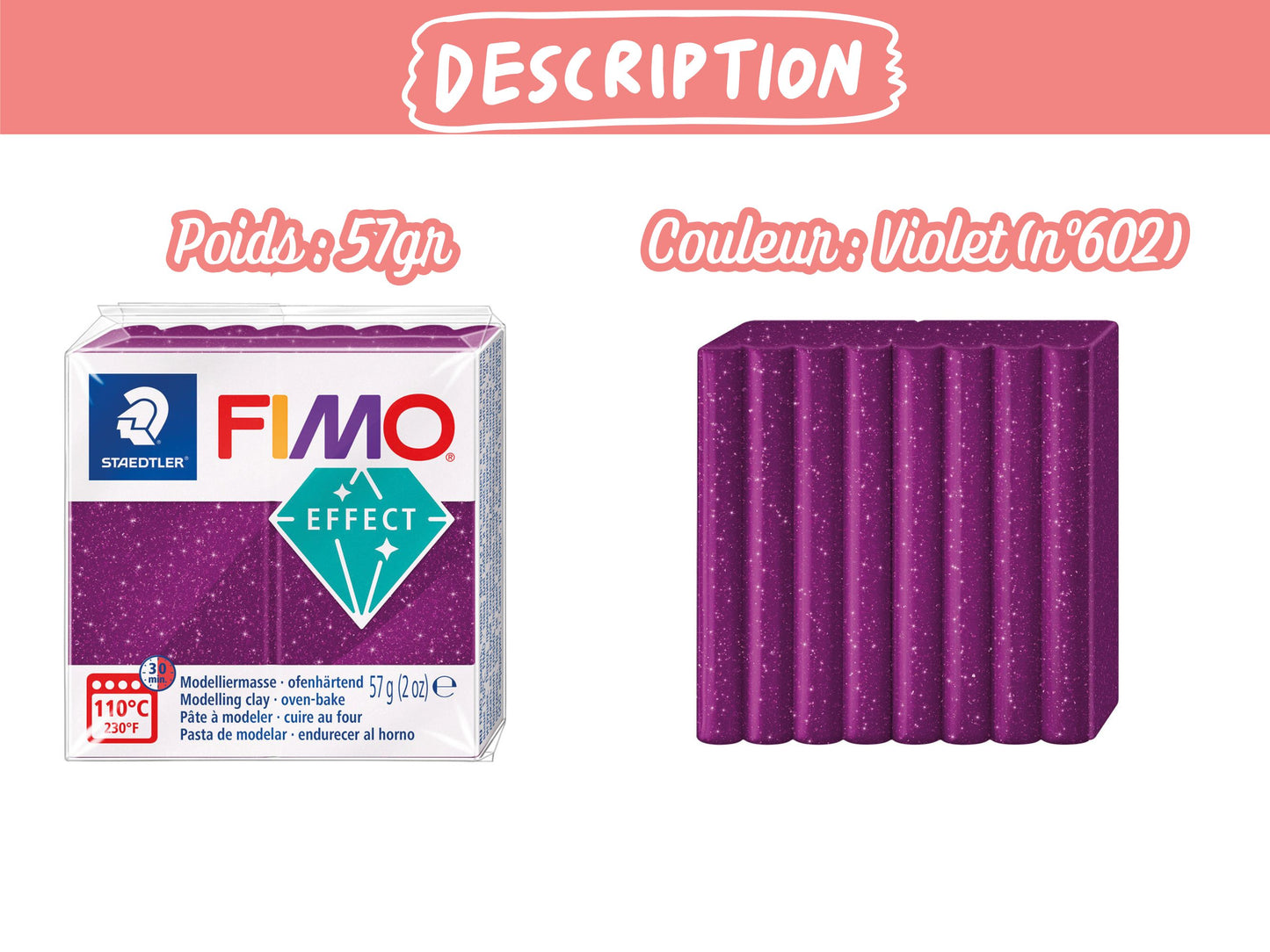 Pâte Fimo Effect galaxy 57g – Violet n°602