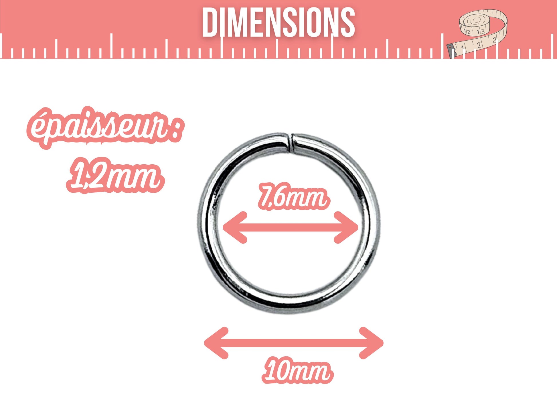 200 anneaux de jonction 10mm acier inoxydable