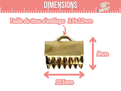 10 embouts fermoirs griffes 10,5mm acier inoxydable doré