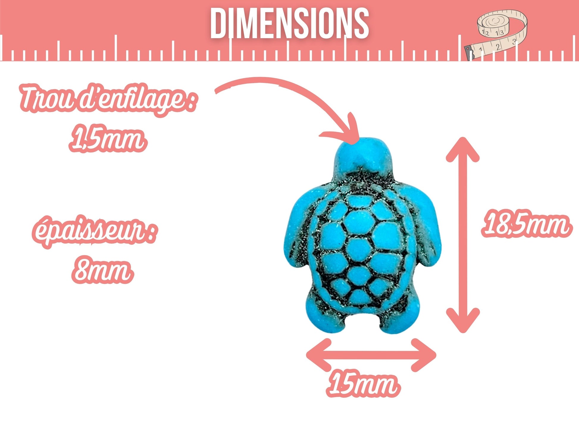 22 perles tortue multicolores en turquoise synthétique