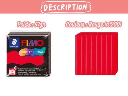 Pâte Fimo Professional 57g – Rouge n°200
