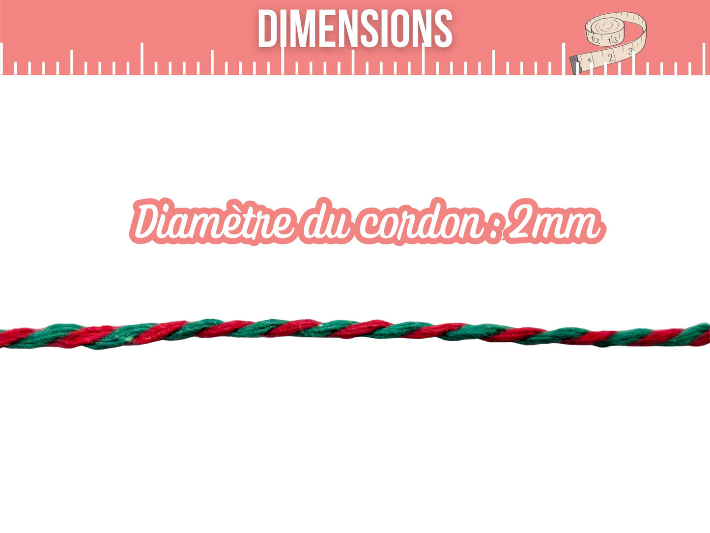 Bobine de ficelle style Baker’s Twine rouge et vert – 100 mètres