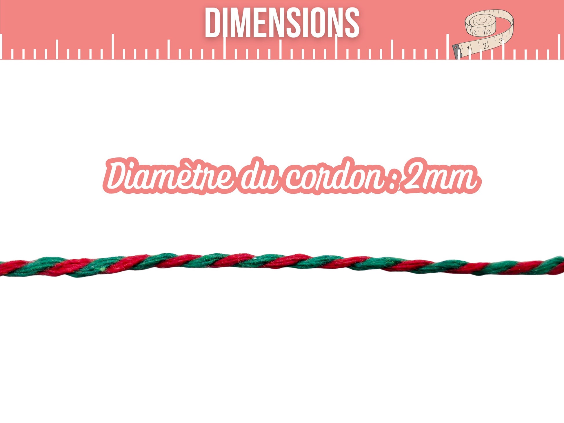 Bobine de ficelle style Baker’s Twine rouge et vert – 100 mètres