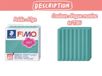 Pâte Fimo Soft 57g – Vague marine n°T36