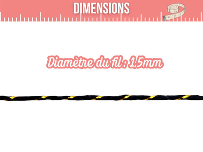 Ficelle style Baker’s Twine noir et or – 10 mètres