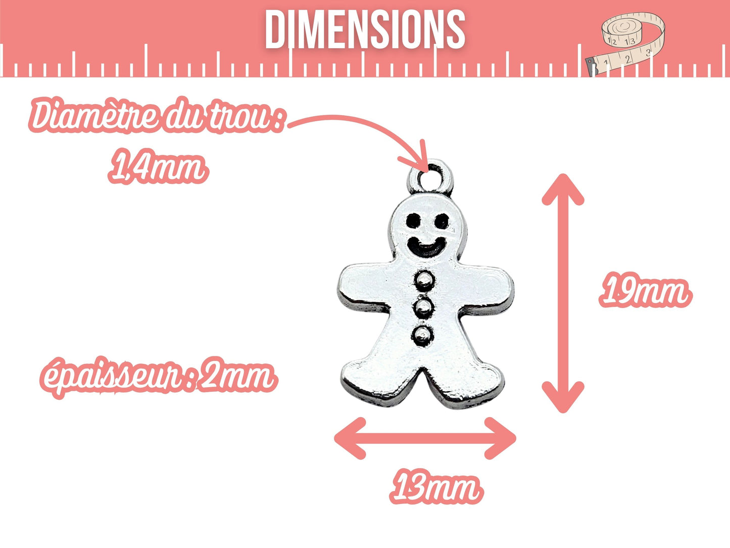 20 breloques bonhomme pain d'épice