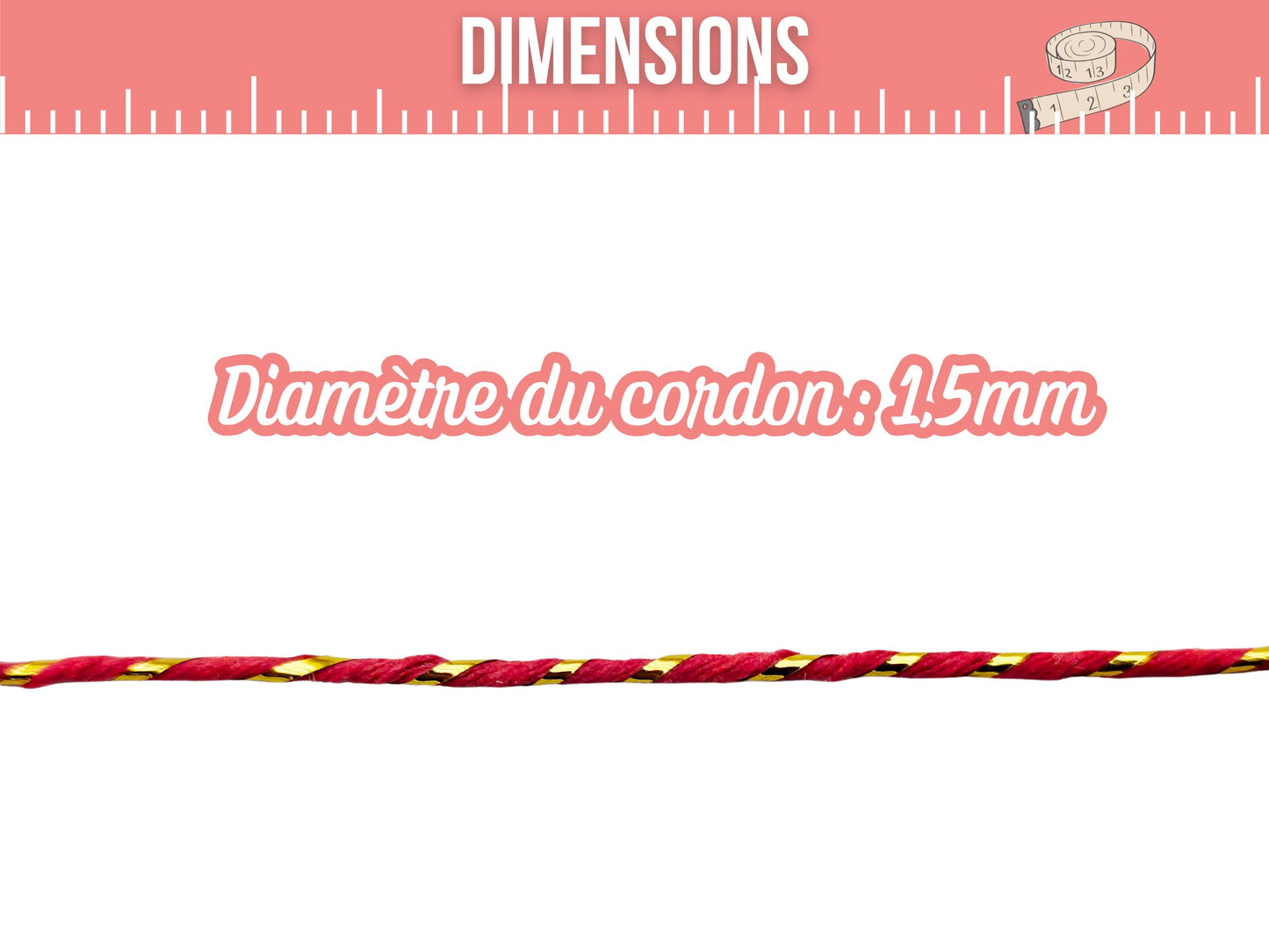 Bobine de ficelle style Baker’s Twine orange-rouge et doré - 50m